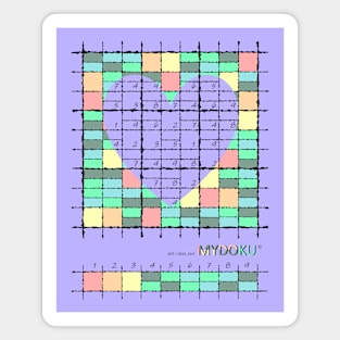 Mydoku_003_H001_004_F: Sudoku, Sudoku coloring, logic, logic puzzle, holiday puzzle, fun, away from screen Magnet